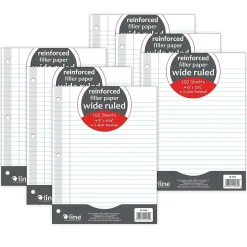 C-Line Reinforced Wide Ruled Filler Paper, 8" x 10.5", 3-Hole Punched, 100 Sheets/Pack, 6/Bundle (CLI21032-6) Hot