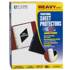 C-Line Side Loading Poly Sheet Protectors, Heavy Gauge, 11" x 8-1/2", Clear, 50/Box (CLI00010) Clearance