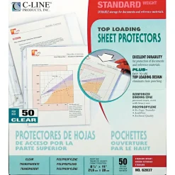 C-Line Standard Weight Sheet Protectors, 11" x 8-1/2", Clear, 50/Box (62037) Hot