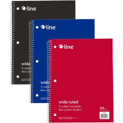 C-Line 3-Subject Notebooks, Wide Ruled, 120 Sheets, Assorted Colors, 3/Bundle (CLI22046-3) Hot