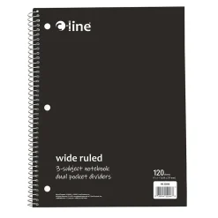 C-Line 3-Subject Notebooks, Wide Ruled, 120 Sheets, Assorted Colors, 3/Bundle (CLI22046-3) Hot