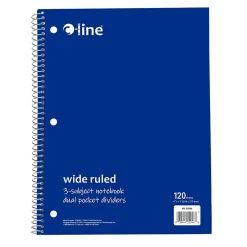 C-Line 3-Subject Notebooks, Wide Ruled, 120 Sheets, Assorted Colors, 3/Bundle (CLI22046-3) Hot