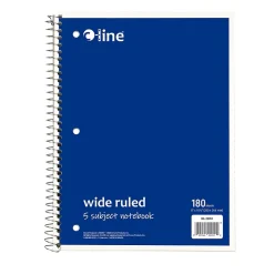 C-Line 5-Subject Subject Notebooks, Wide Ruled, 180 Sheets, Assorted Colors, 3/Bundle (CLI22051-3) Online