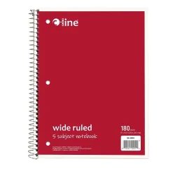 C-Line 5-Subject Subject Notebooks, Wide Ruled, 180 Sheets, Assorted Colors, 3/Bundle (CLI22051-3) Online