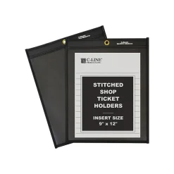 C-Line Vinyl Job Ticket Holders, 9" x 12", Clear with Black Back, 25/Box (45912) Sale