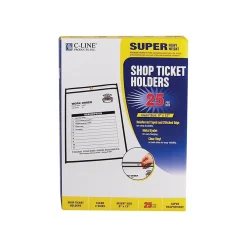 C-Line Vinyl Job Ticket Holders, 9" x 12", Clear with Black Edges25/Box (46912) Best