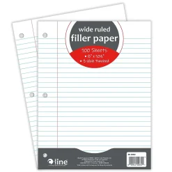 C-Line Wide Ruled Filler Paper, 8" x 10.5", 3-Hole Punched, 100 Sheets/Pack, 12/Bundle (CLI22032-12) Discount