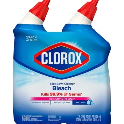 Clorox Disinfecting Toilet Bowl Cleaner with Bleach, Rain Clean Scent, 24 Oz., 2/Pack, 6 Packs/Carton (30924)