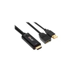 Usb Cables<Club 3D 0.82 ft. DisplayPort /HDMI Cable, Black (CAC-1331)