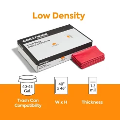 Coastwide Professional ™ 40-45 Gallon Biohazard Bags, Low Density, 1.3 Mil, Red, 200 Bags/Box (CW50713)
