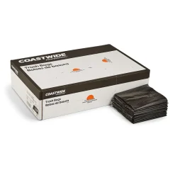 Coastwide Professional ™ 7-10 Gallon Trash Bag, 24" x 23", Low Density, 0.35 mil, Black, 500 Bags/Box (CW21759)