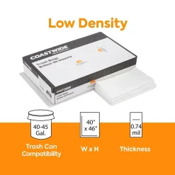 Coastwide Professional ™ 40-45 Gallon Trash Bag, 40" x 46", Low Density, 0.74 mil, White, 100 Bags/Box (CW18192)