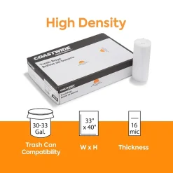 Coastwide Professional ™ 30-33 Gallon Trash Bag, 33" x 40", High Density, 16 mic, Natural, 250 Bags/Box (CW18200)