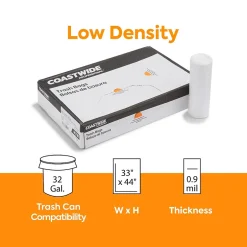 Coastwide Professional ™ AccuFit 32 Gallon Trash Bag, 33" x 44", Low Density, 0.9 mil, Clear, 100 Bags/Box (CW57401)