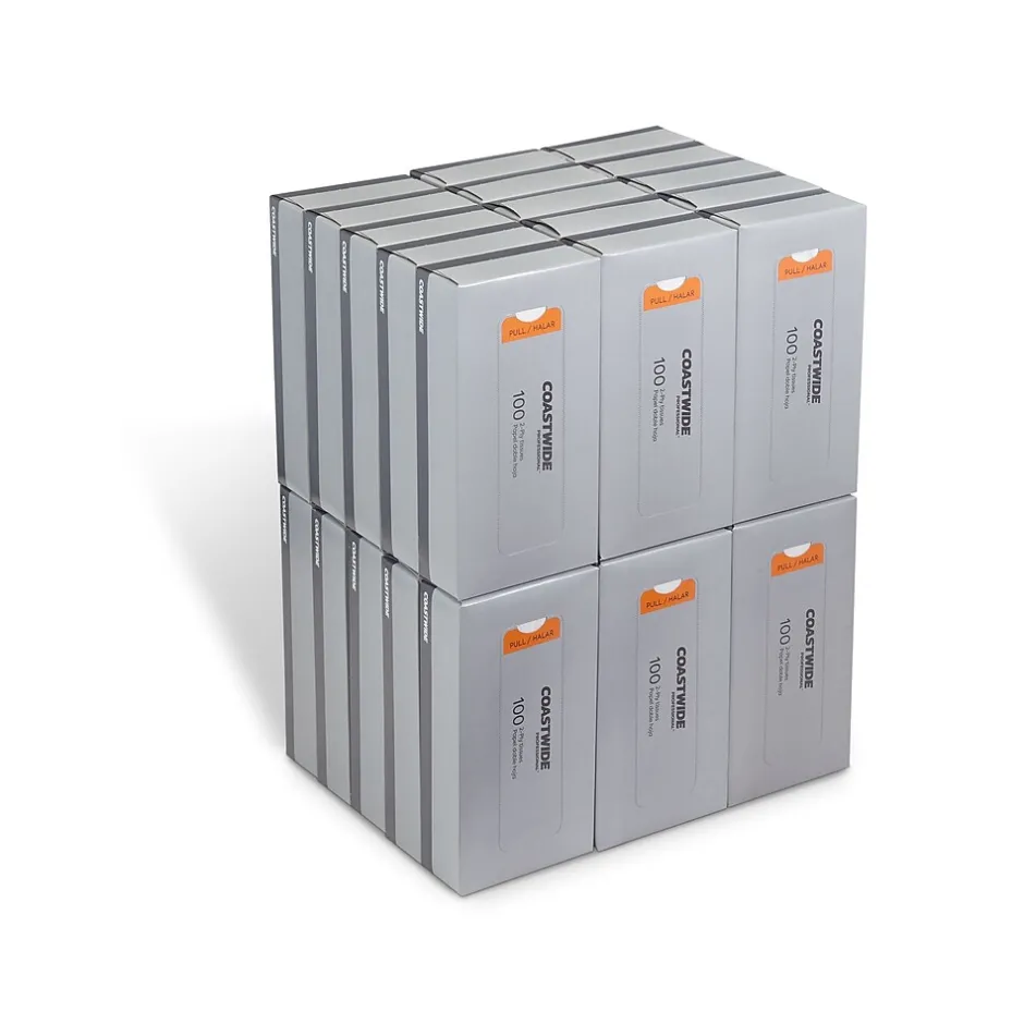 Coastwide Professional ™ Facial Tissue, 2-Ply, 100 Sheets/Box, 30 Boxes/Carton (CW57777)