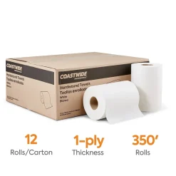 Paper Towels<Coastwide Professional ™ Hardwound Paper Towels, 1-Ply, 350 ft./Roll, 12 Rolls/Carton (CW21813)