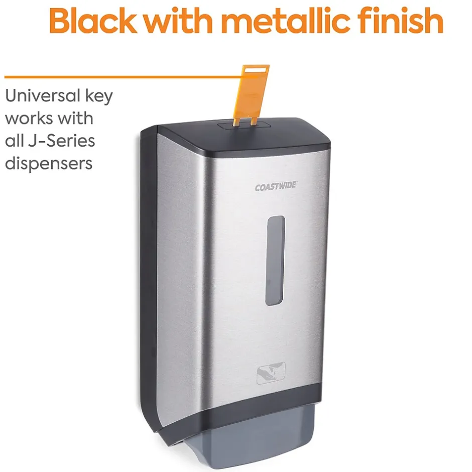 Coastwide Professional ™ J-Series Wall Mounted Hand Soap Dispenser, Black/Metallic (CWJMS-S-CC)