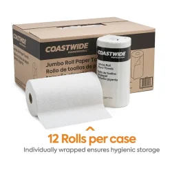 Paper Towels<Coastwide Professional Jumbo Kitchen Rolls Paper Towel, 2-Ply, White, 250 Sheets/Roll, 12 Rolls/Carton (CW21806)