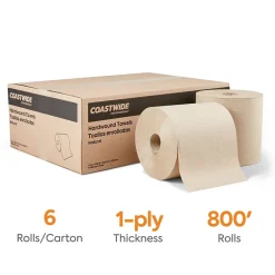 Paper Towels<Coastwide Professional ™ Recycled Hardwound Paper Towels, 1-ply, 800 ft./Roll, 6 Rolls/Carton (CW21812)
