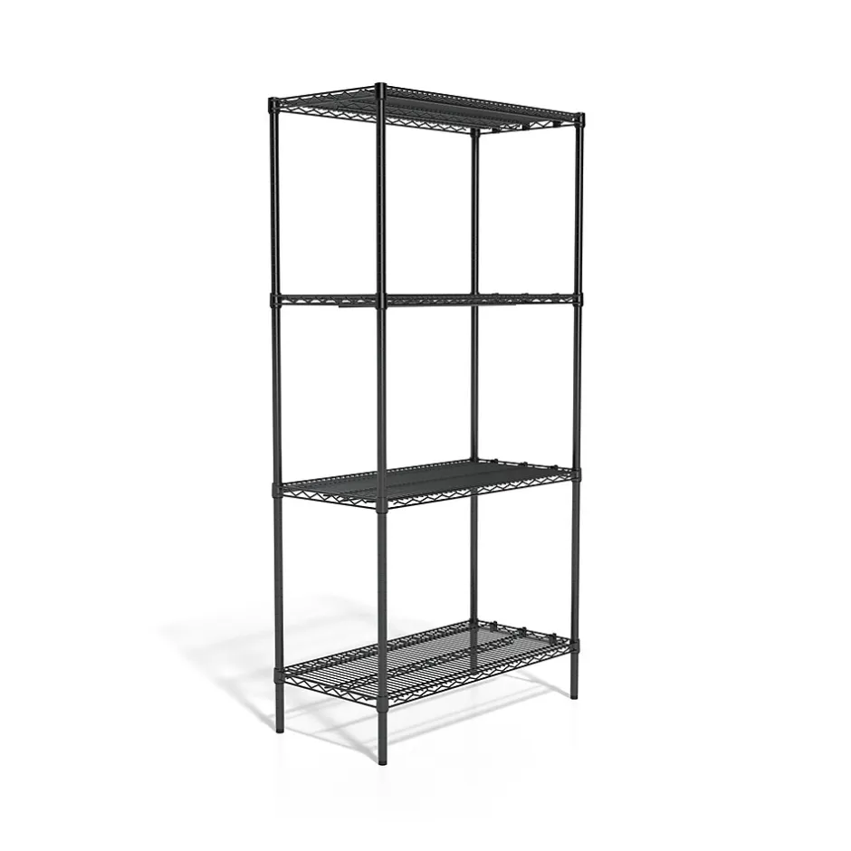 Sale ™ 4-Shelf Wire Unit, 36"W, Black (CW25470) Shelving