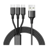 Ethernet Cables<CODi Multi-Charging Braided USB-A Cable with USB-C/Micro USB/Lightning Connectors, Black (A10168)