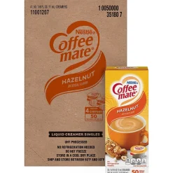 Milk & Creamer<Coffee mate Hazelnut Liquid Creamer, 0.38 oz., 200/Carton (NES35180CT)