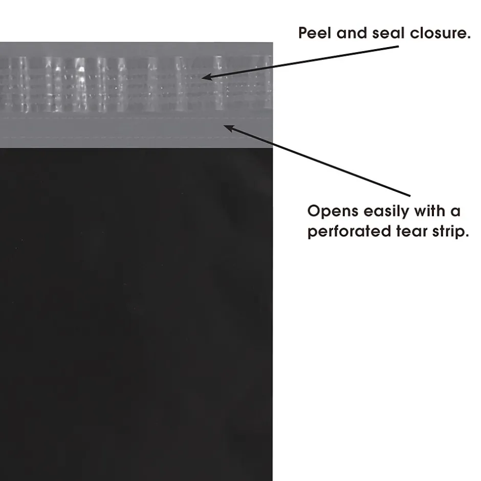 Partners Brand Colored Poly Mailers, Black, 12" x 15-1/2", 100/Case* Poly Mailers