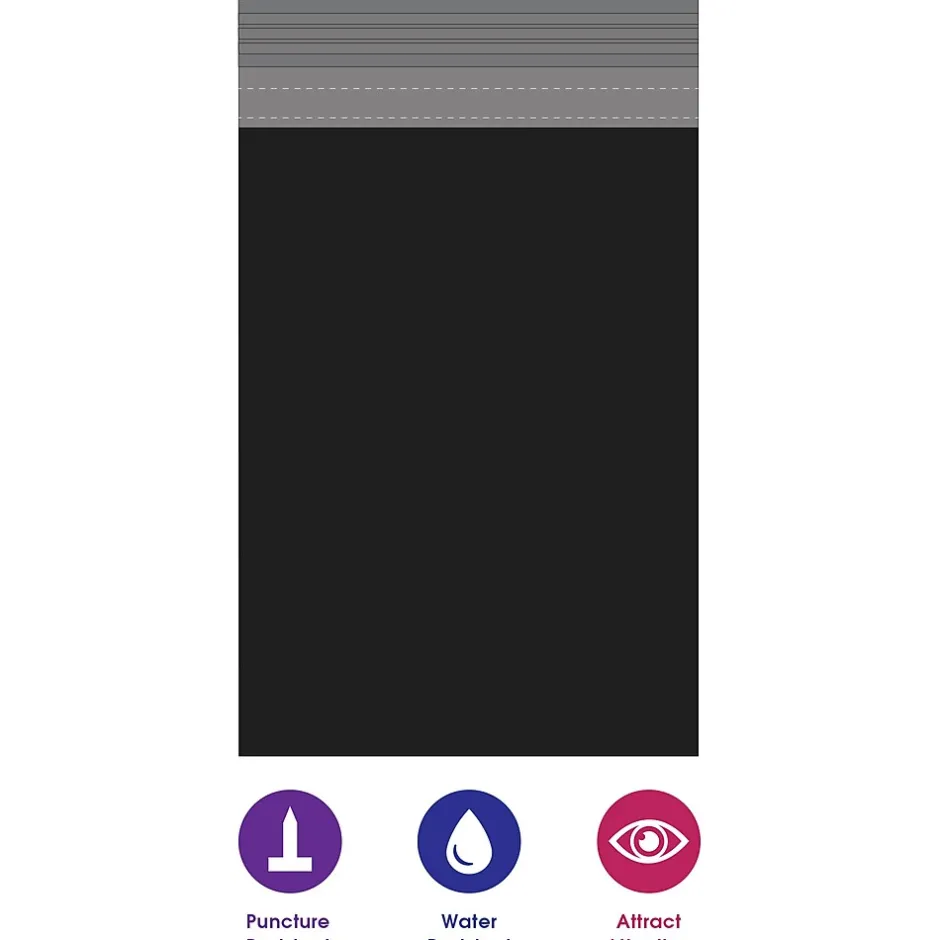 Partners Brand Colored Poly Mailers, Black, 12" x 15-1/2", 100/Case* Poly Mailers