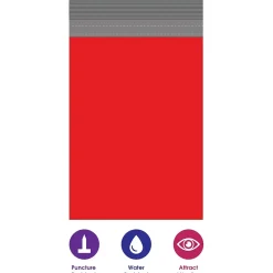 Partners Brand Colored Poly Mailers, Red, 12