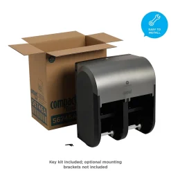 Georgia-Pacific Compact 4-Roll Quad Coreless Toilet Paper Dispenser by GP PRO, Faux Stainless (56746A)