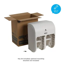 Georgia-Pacific Compact 4-Roll Quad Coreless Toilet Paper Dispenser by GP PRO, White (56747A)