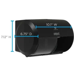 Georgia-Pacific Compact 2-Roll Side-by-Side Coreless Toilet Paper Dispenser by GP PRO, Black (56784A)