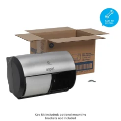 Georgia-Pacific Compact 2-Roll Side-by-Side Coreless Toilet Paper Dispenser by GP PRO, Faux Stainless, (56796A)
