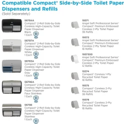 Georgia-Pacific Compact 2-Roll Side-by-Side Coreless Toilet Paper Dispenser by GP PRO, Faux Stainless, (56796A)