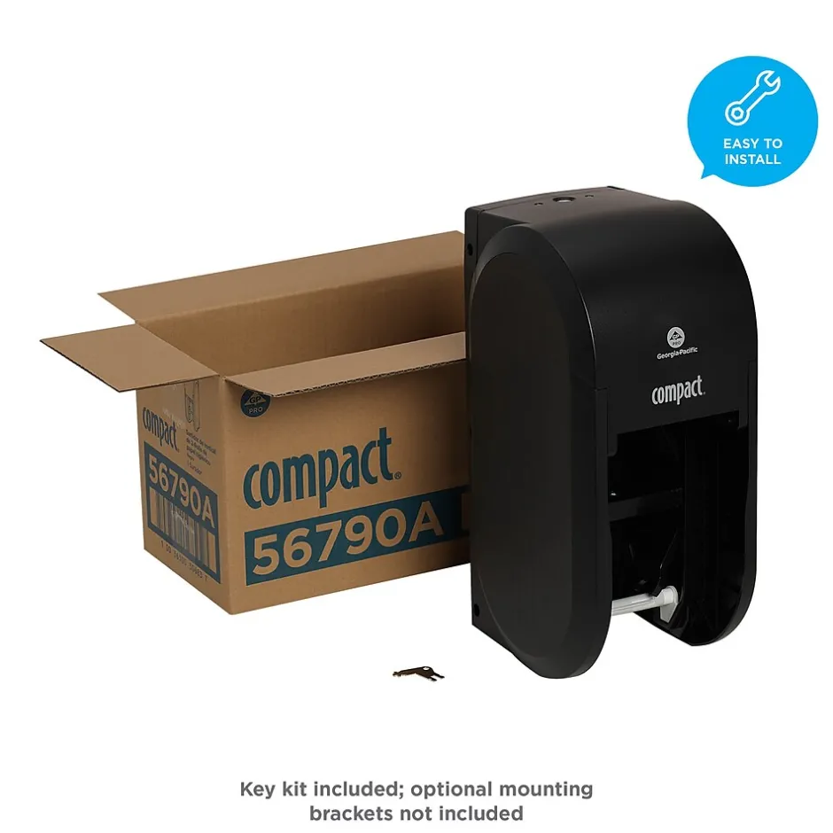 Georgia-Pacific Compact® 2-Roll Vertical Coreless Toilet Paper Dispenser by GP PRO, Black (56790A)