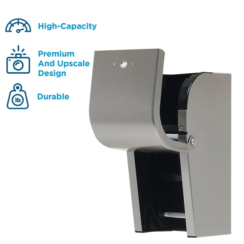 Georgia-Pacific Compact 2-Roll Vertical Coreless Toilet Paper Dispenser by GP PRO, Stainless (56782)