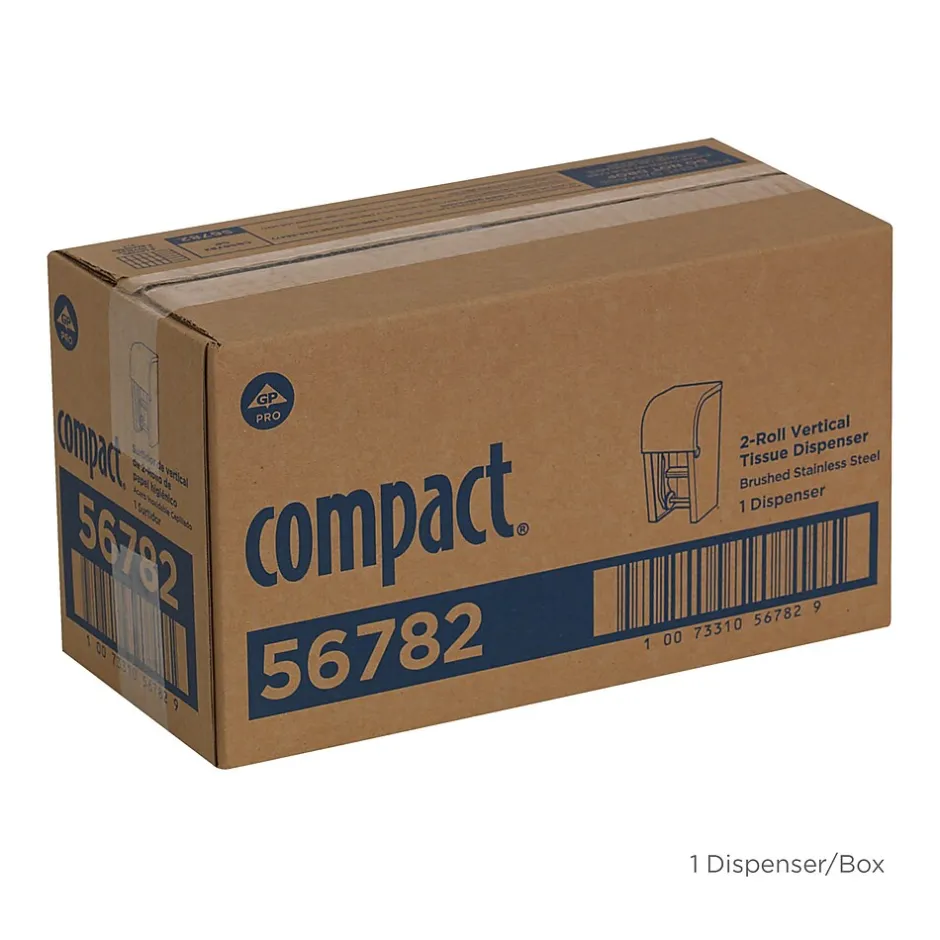 Georgia-Pacific Compact 2-Roll Vertical Coreless Toilet Paper Dispenser by GP PRO, Stainless (56782)