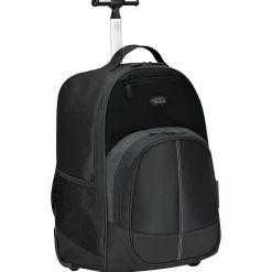 Backpacks<Targus Compact Rolling Backpack, 19 1/3" x 7 1/2" x 13 4/10", Polyester, Black