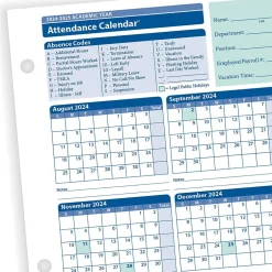 Outlet 2024-2025 Academic Attendance Calendar, 50/Pack (A43005015) Hr Forms