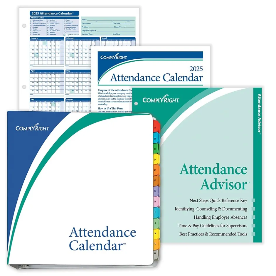 Discount 2025 Attendance Calendar Set, 50 Forms/Pack (A1411W16PK50) Hr Forms