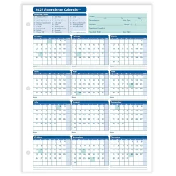 Sale 2025 Attendance Calendar Card, 50 Forms/Pack (A4000W50) Hr Forms
