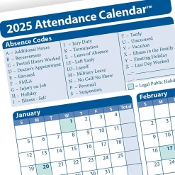 Sale 2025 Attendance Calendar Card, 50 Forms/Pack (A4000W50) Hr Forms