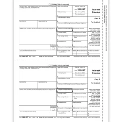 Discount 2024 1099-INT Tax Form, 1-Part, 2-Up, Copy B, 50/Pack (512150) Tax Forms