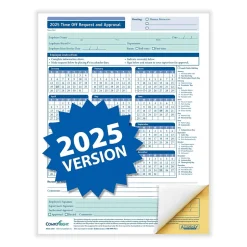 Discount 2025 Time Off Request and Approval Form, 2-Part, 50 Forms/Pack (A0030) Hr Forms