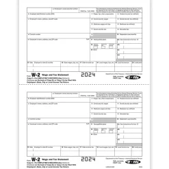 Clearance 2024 W-2 Tax Form, 2-Part, 2-Up, Employee Copy C, 50/Pack (520350) Tax Forms