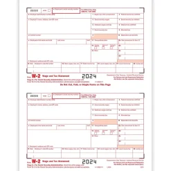 New 2024 W-2 Tax Form, 1-Part, 2-Up, Federal Copy A, 50/Pack (520150) Tax Forms