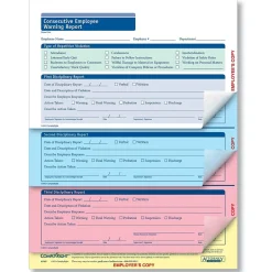 Sale Consecutive Employee Warning Report, 4-Part, 50 Forms/Pack (A2187) Hr Forms