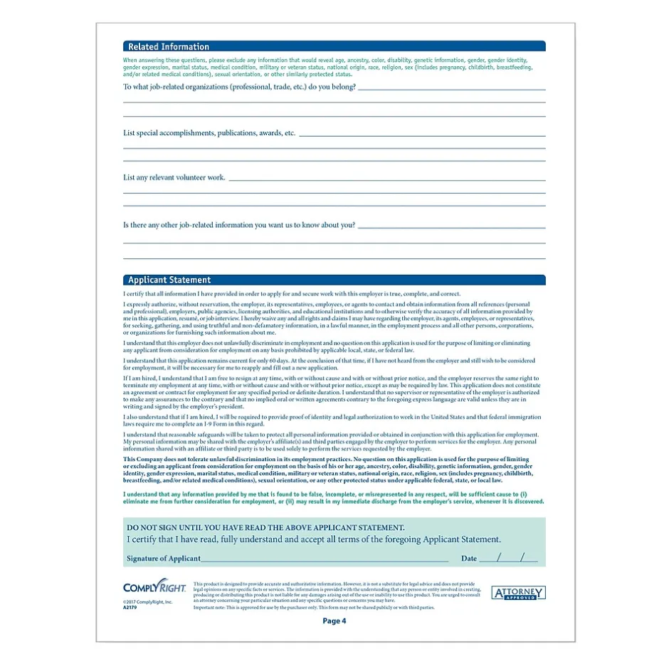 New ™ Kentucky Job Application, Pack of 50 (A2179KY) Hr Forms