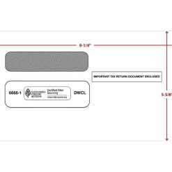 ComplyRight Moistenable Glue Security Tinted Double-Window Tax Envelopes, 5 5/8" x 9.25", 50/Pack (6666150)* Security Tinted
