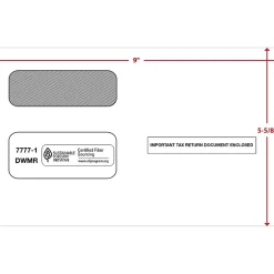 ComplyRight Moistenable Glue Security Tinted Double-Window Tax Envelopes, White, 50/Pack (7777150)* Security Tinted